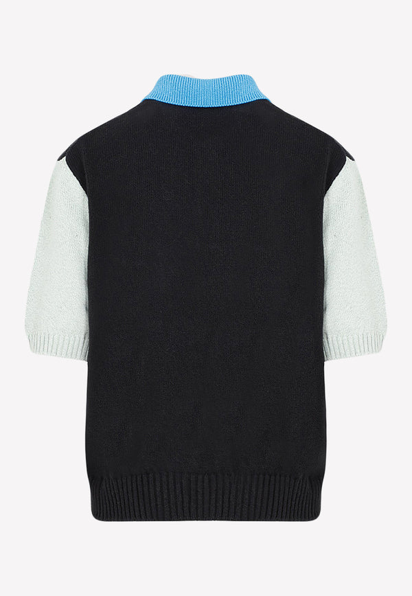 Paneled Knitted Polo T-shirt