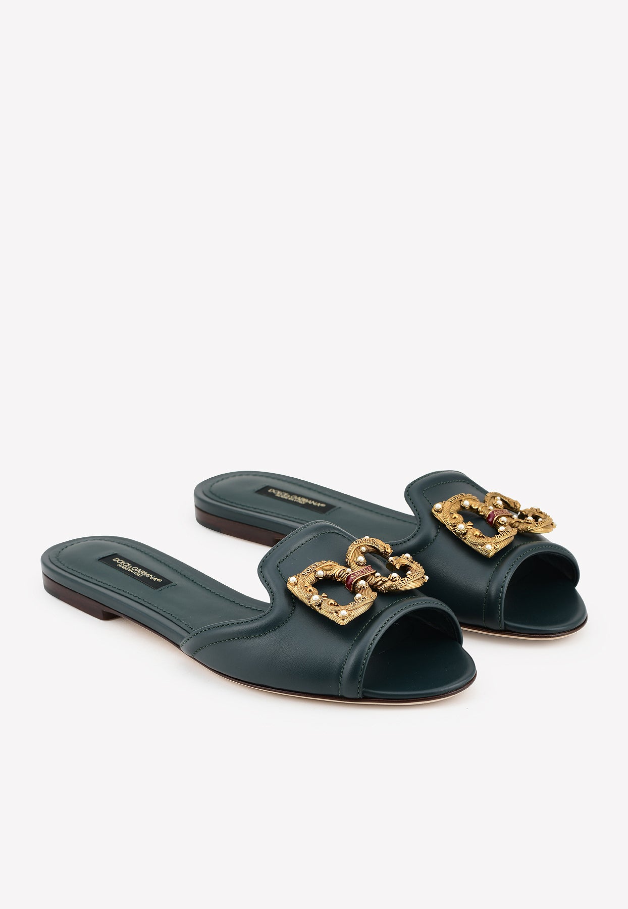 Bianca DG Amore Logo Slides in Nappa Leather – THAHAB KW
