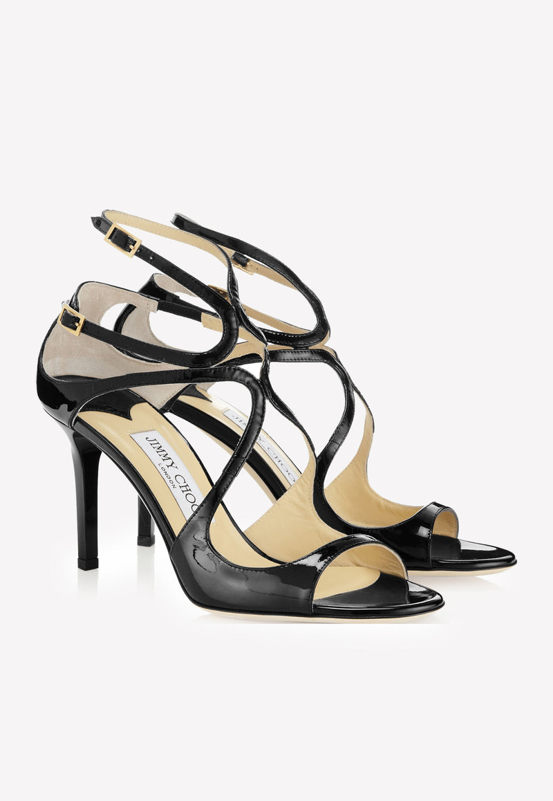 Ivette 85 Patent Leather Sandals with Wraparound Straps – THAHAB KW