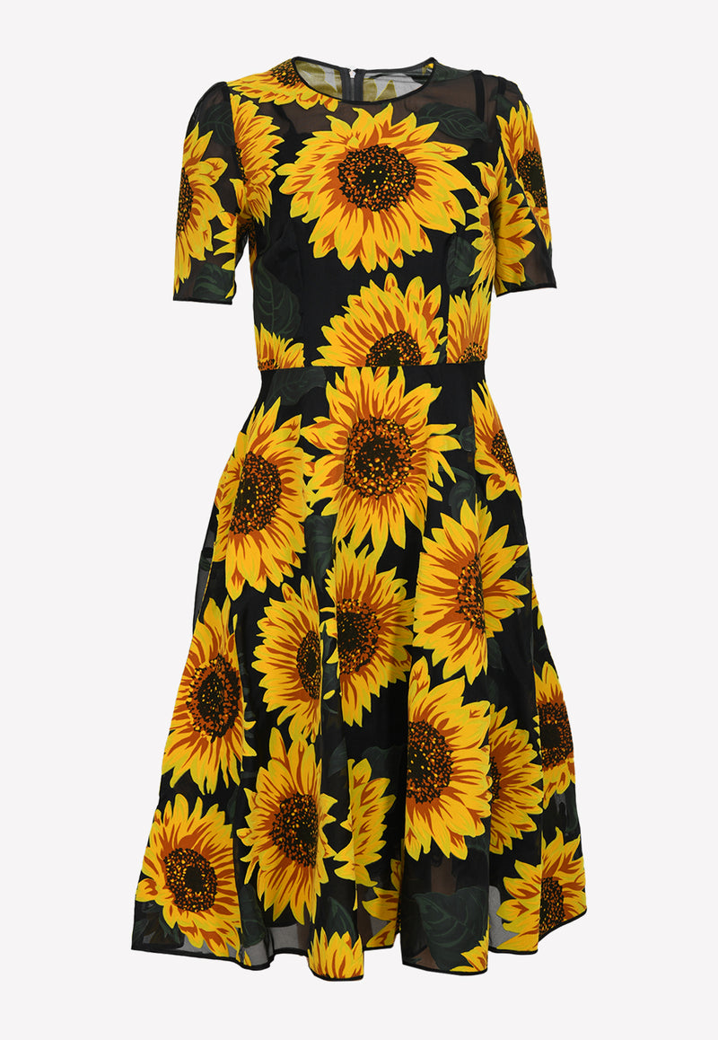 Sunflower-printed Midi Dress | www.myglobaltax.com