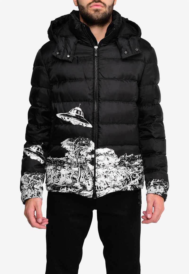 Undercover Time Traveler Print Puffer Jacket with Removable Hood-, Delivery  in 3-4 weeks