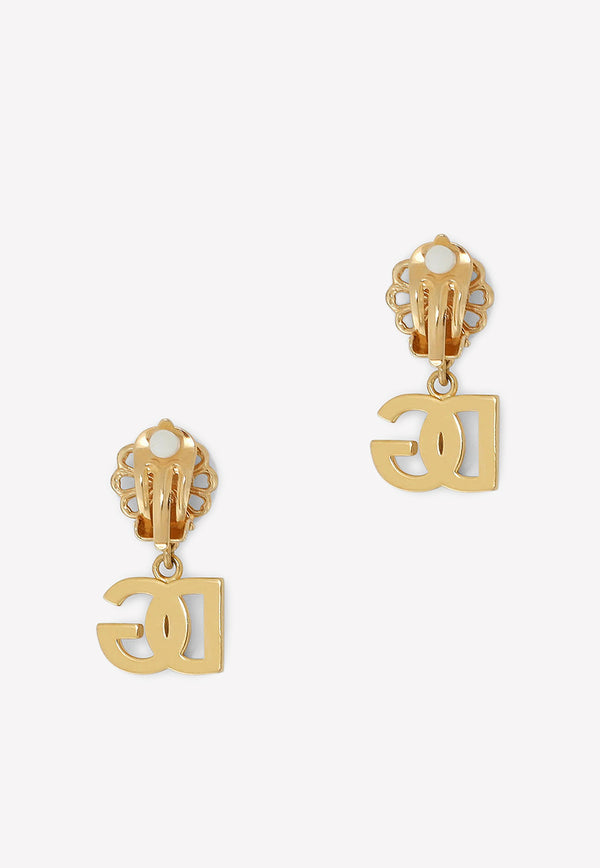 Dolce & Gabbana DG Logo and Pearl Clip-On Earrings Gold WEL2N1 W1111 ZOO00