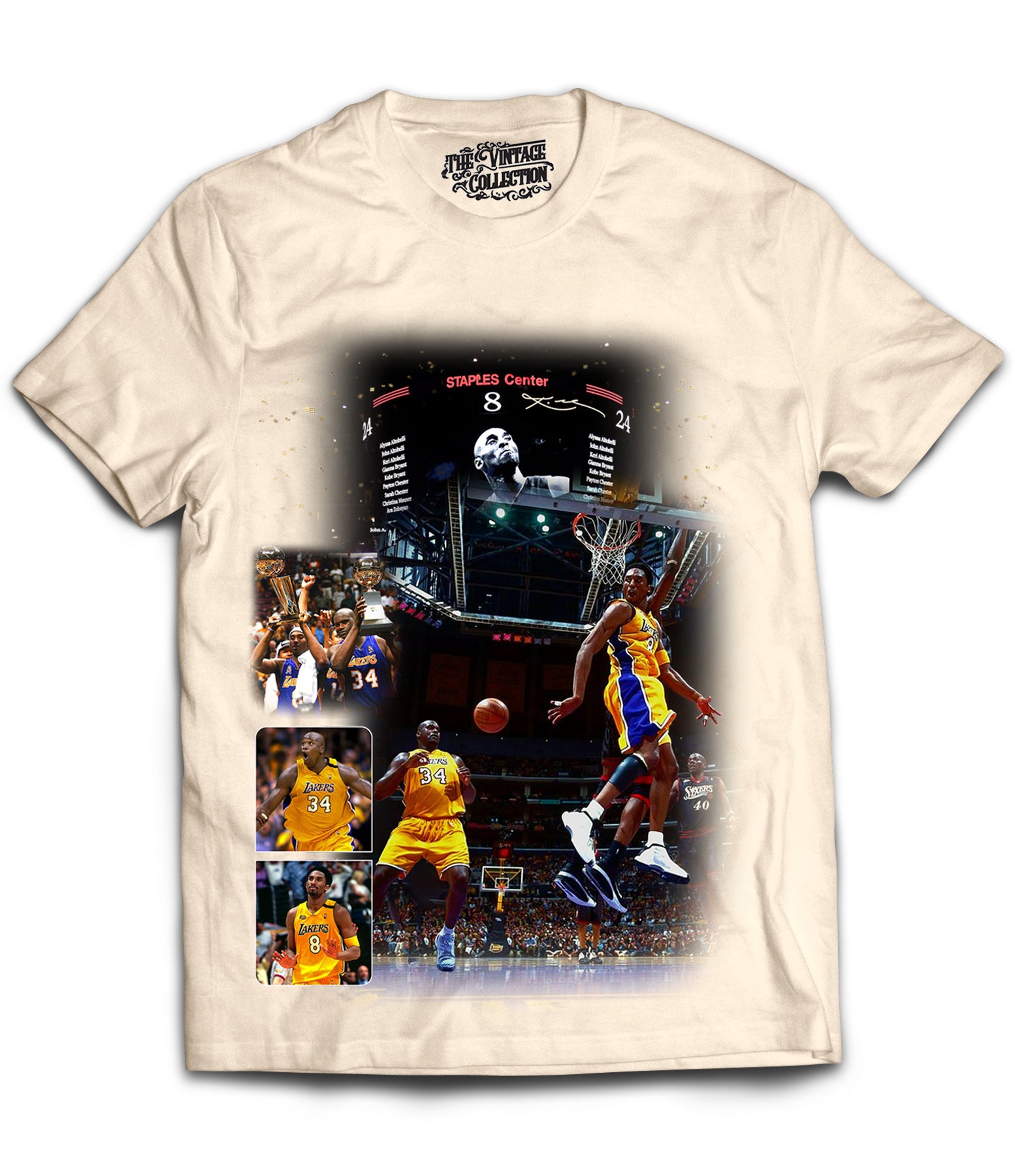 Kobe/Shaq Tribute Vintage Shirt: Front/Back (Cream) – The Vintage ...