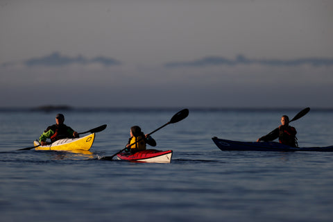 Paddlers at a kayak training course