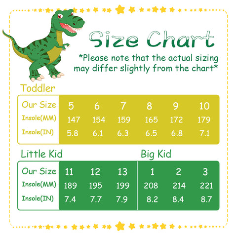 Kid Rain Boot Size Chart