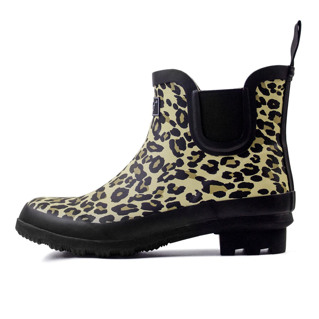 Landchief Ankle Chelsea Rubber Womens Rain Boots -Leopard| Landchief Womens