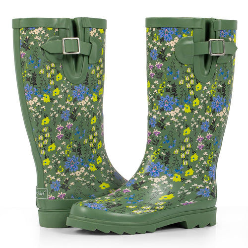 Lucky Horseshoes Printed Rubber Mid Rain Boot