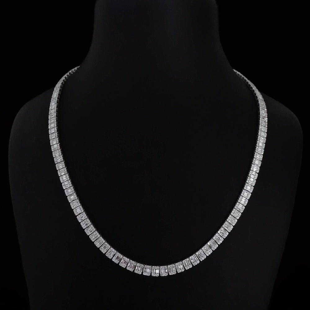 18k White Gold Tiffany Style 18.04ct Diamond Tennis Necklace - Jewels in  Paradise