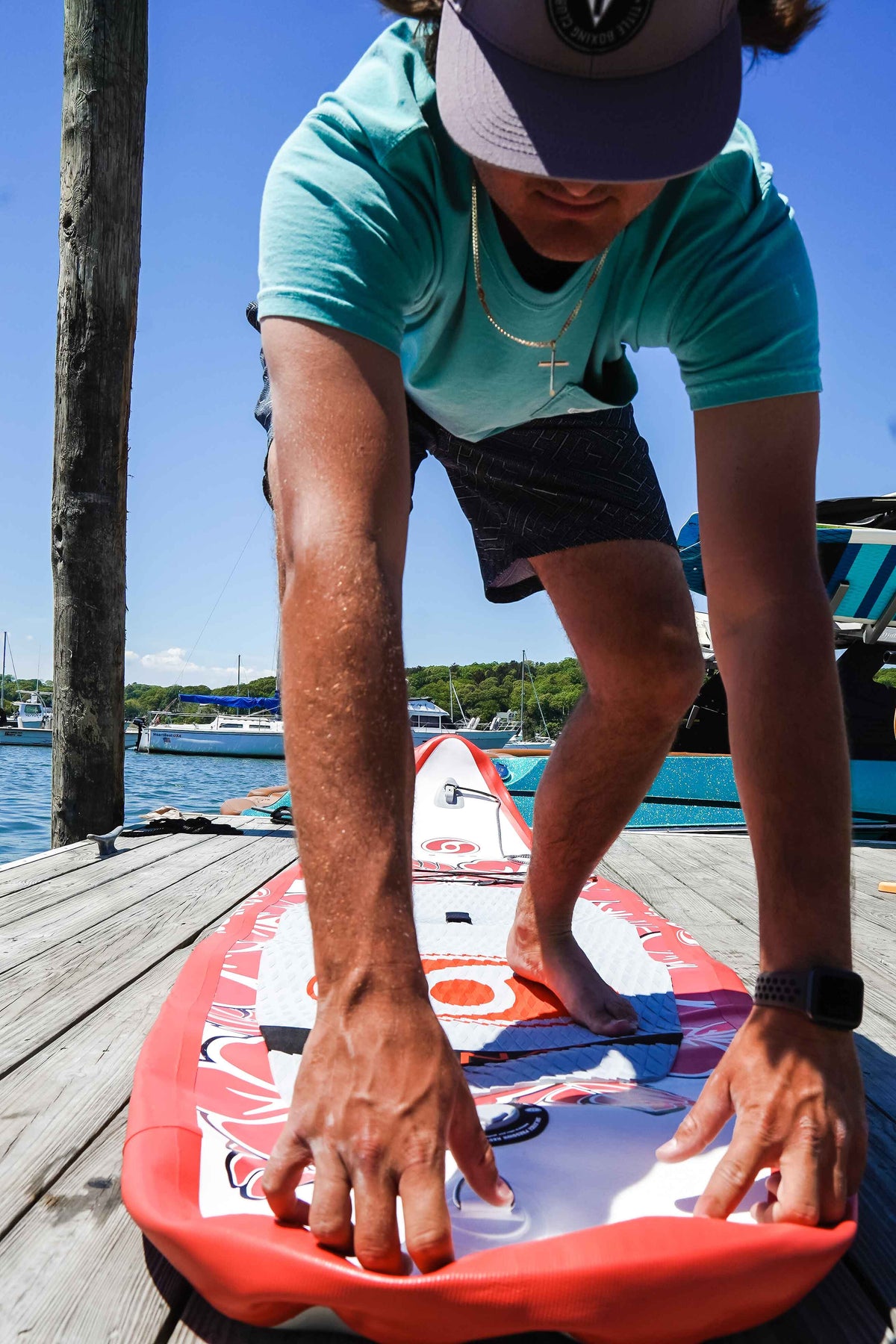 Easily unravel paddleboard to prepare for inflation