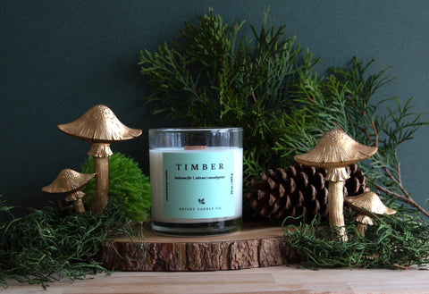 Timber Candle from Bright Candle Co., woodsy scented candle, gifts for Father's Day, gifts for Dads, what to get for Dad, what to get for Father's Day, presents for Husband, gift for husband, gift for him, outdoorsy candle, woods candle, earthy candle