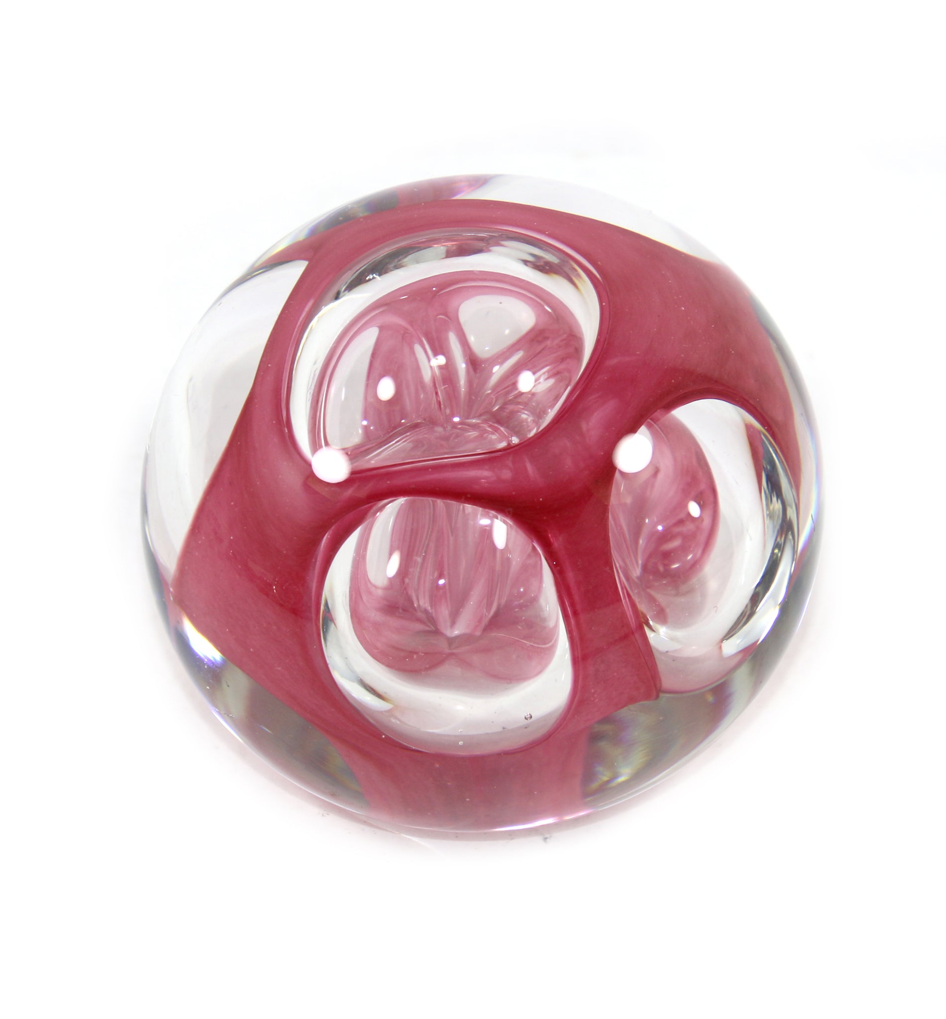 Wild Rose Blown Glass Heart Paperweight » Made In Michigan