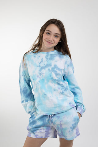 woman wearing tie-dye loungewear set