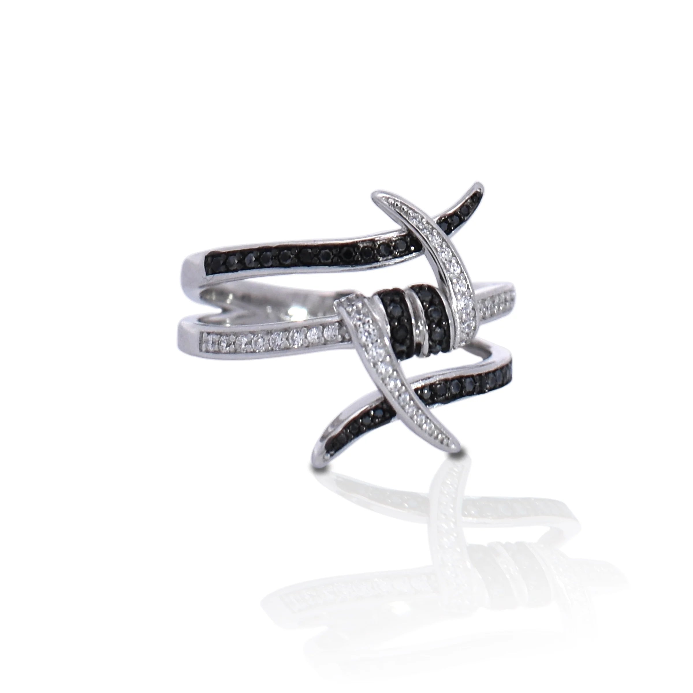 Kelly Herd Black Stone Barbed Wire Ring - Sterling Silver - Kelly Herd J product image