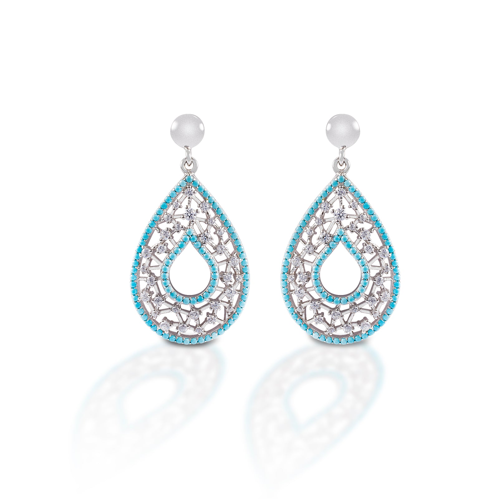 Drop Shaped Stud Earrings with Clear CZ stone