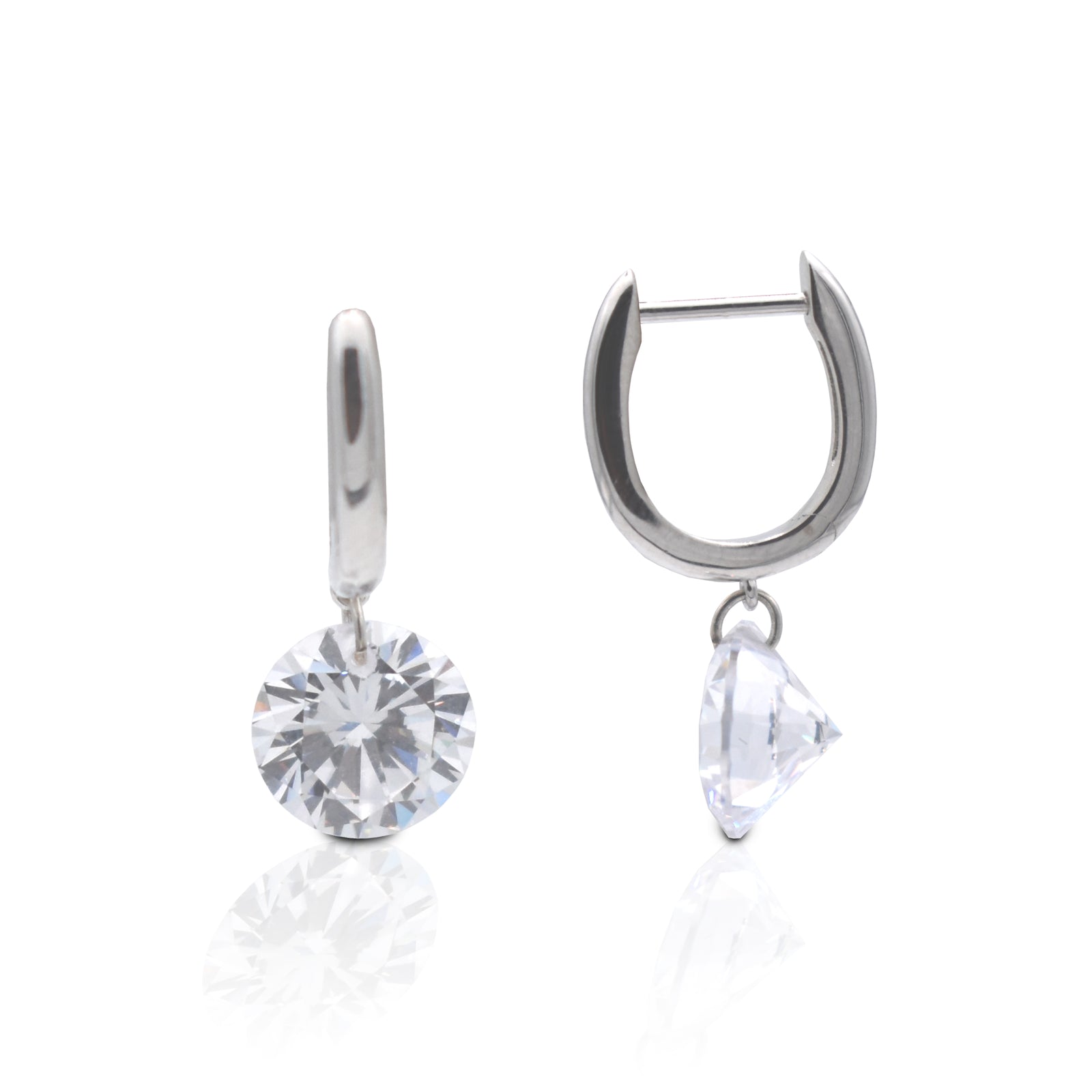 Sterling Silver Clear CZ 4mm Round Stud Earrings | Jewellerybox.co.uk