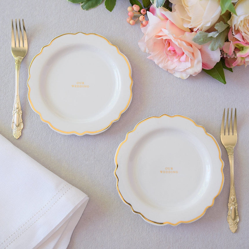 Cake Knife and Serving Set in White and Gold — Simple Beautiful Living