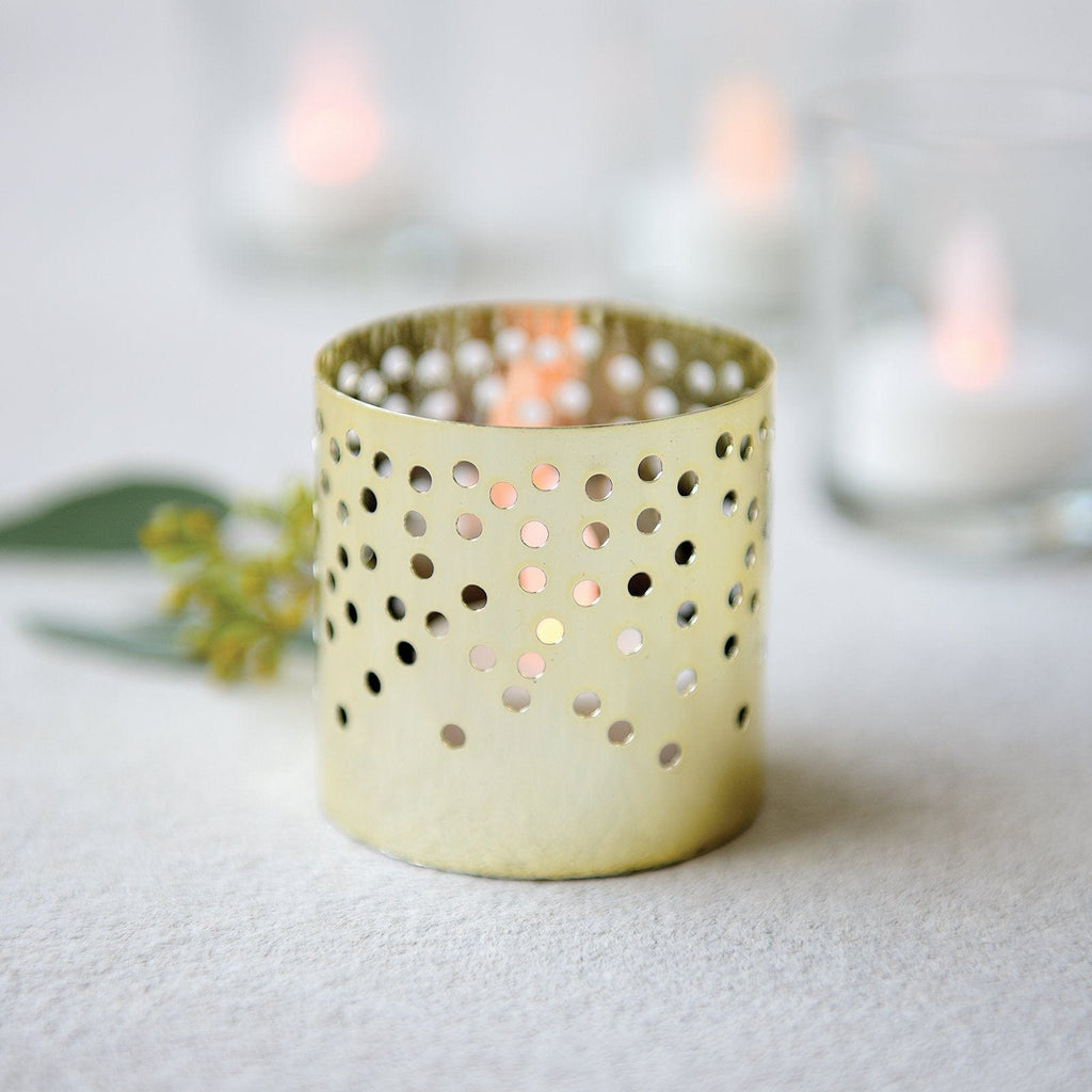 Gold Metal Tealight Candle Holder | Style Me Pretty