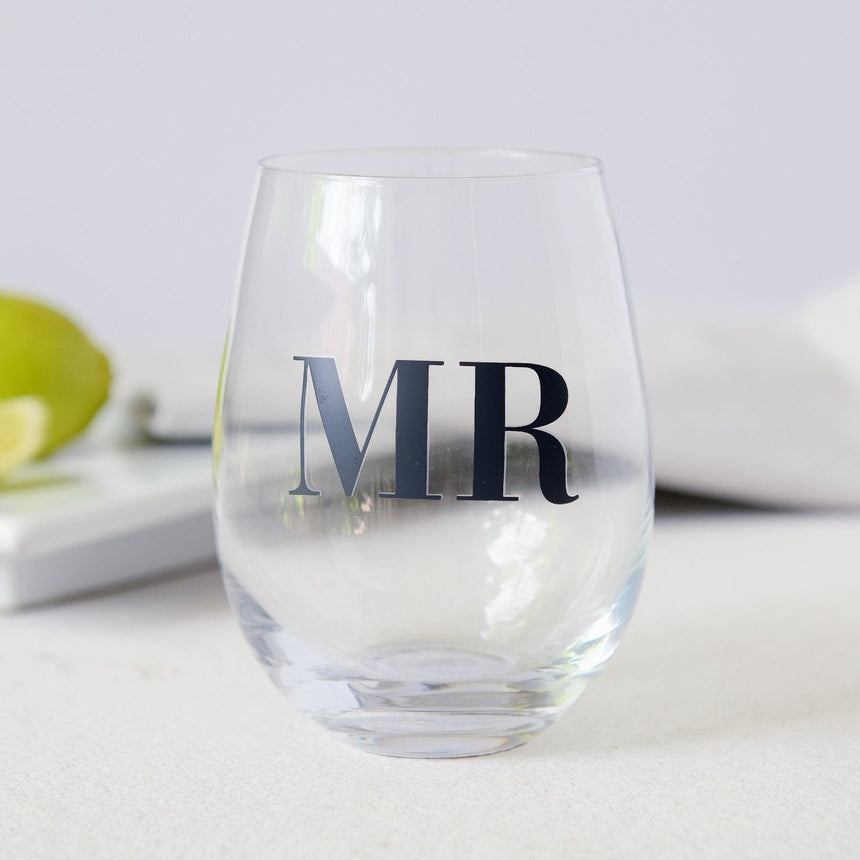 Stemless Wine Glass - Pewter Initial – A Country Setting