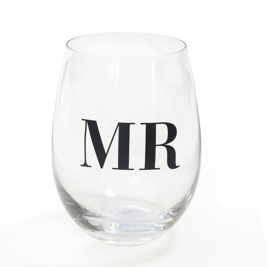 Stemless Wine Glass - Pewter Initial – A Country Setting