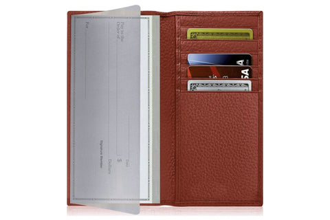 brown leather checkbook wallet for men