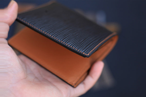 Navy blue Epi leather wallet, Custom leather wallet for men WL305