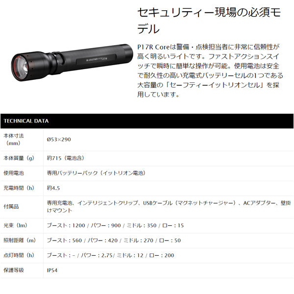 LEDLENSER P17R Core LEDライト 1200lm 502182 レッドレンザー