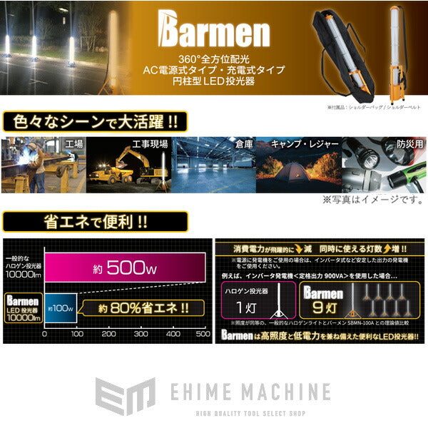 LED投光器 スター電器製造(SUZUKID)AC電源式 円柱型LED投光器 Barmen(バーメン) 40Wモデル SBMN-40A 黄色 - 1