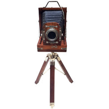 Load image into Gallery viewer, Nickel Plated Brass Vintage Camera with Tripod Stand Replica
