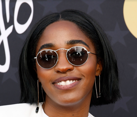 Ayo Edebiri wearing sunglasses at the Critics Choice Awards 2024