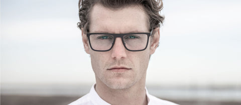 Model wearing Blackfin optical glasses
