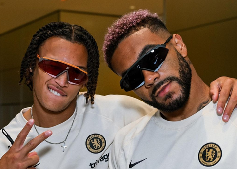 Diego Da Silva Moreira Jr & Reece James wearing Nike sunglasses