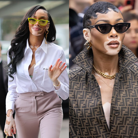 Winnie Harlow wearing Fendi sunglasses