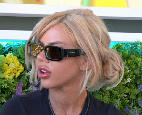 Hannah Elizabeth wearing black Prada sunglasses on Love Island All Stars