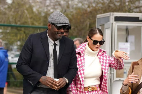 Idris Elba and Jade Holland Cooper both at the Cheltenham races wearing Ray-Ban and Bottega Veneta sunglasses