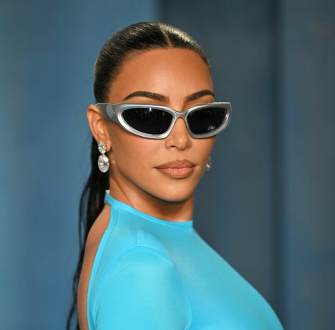 Kim Kardashian wearing Balenciaga swift oval sunglasses