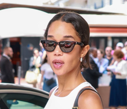 Laura Harrier wearing sunglasses Cannes Film Festival 2023