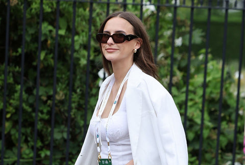 Made in Chelsea star Lucy Watson wears Prada PR 17WS 2AU8C1 Sunglasses at Wimbledon 2024