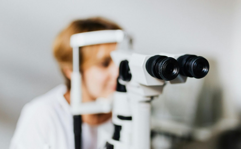 Middle age woman having an eye examination