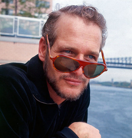 Actor Paul Newman wearing havana aviator style sunglasses