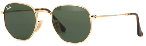 Ray-Ban RB 3548N 001 Hexagonal Gold With Flat Lenses
