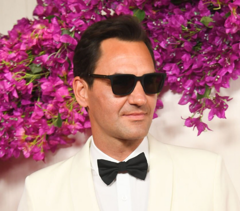 Roger Federer wears custom Oliver Peoples sunglasses at the Oscar Awards 2024