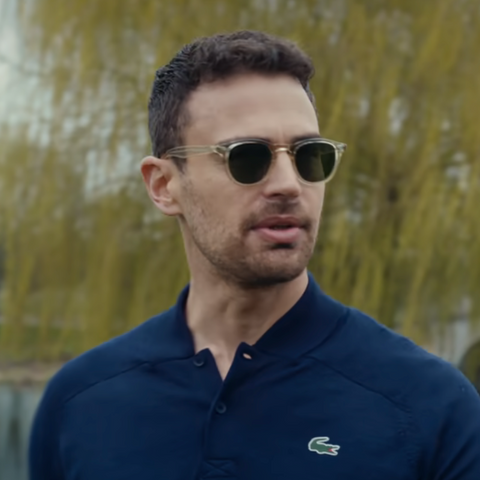 Theo James' character Eddie Halstead wearing Garrett Leight sunglasses in Netflix's The Gentlemen