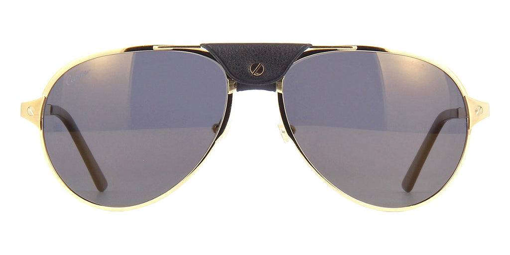 Cartier CT0034S 014 Gold Aviator Polarised Sunglasses With Leather ...