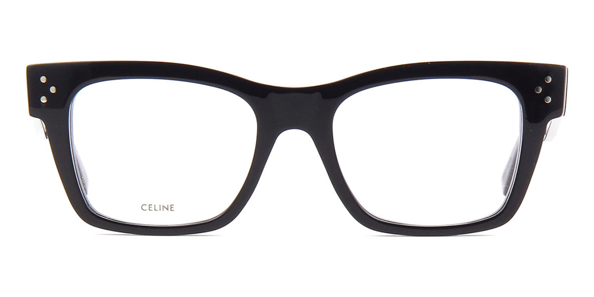 Thick black rectangular spectacles