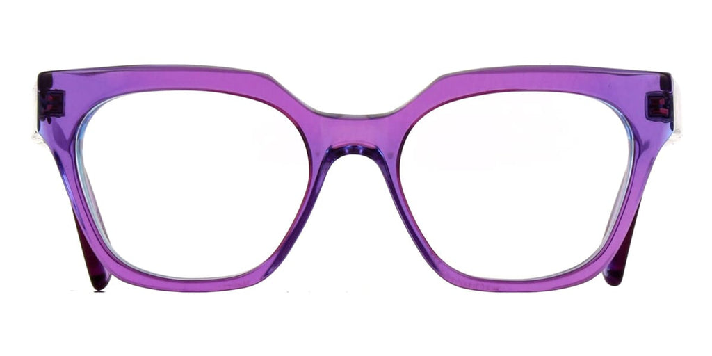 Chunky transparent purple spectacles frame