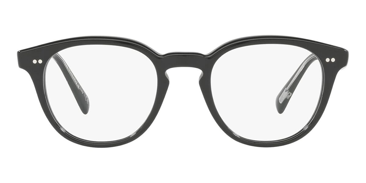 Front view of oval '50s style black eyeglasses frame
