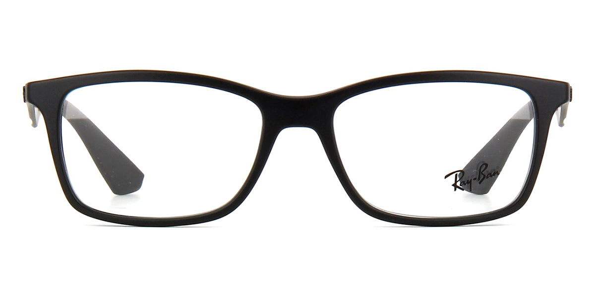 Slim black rectangular spectacles by RayBan