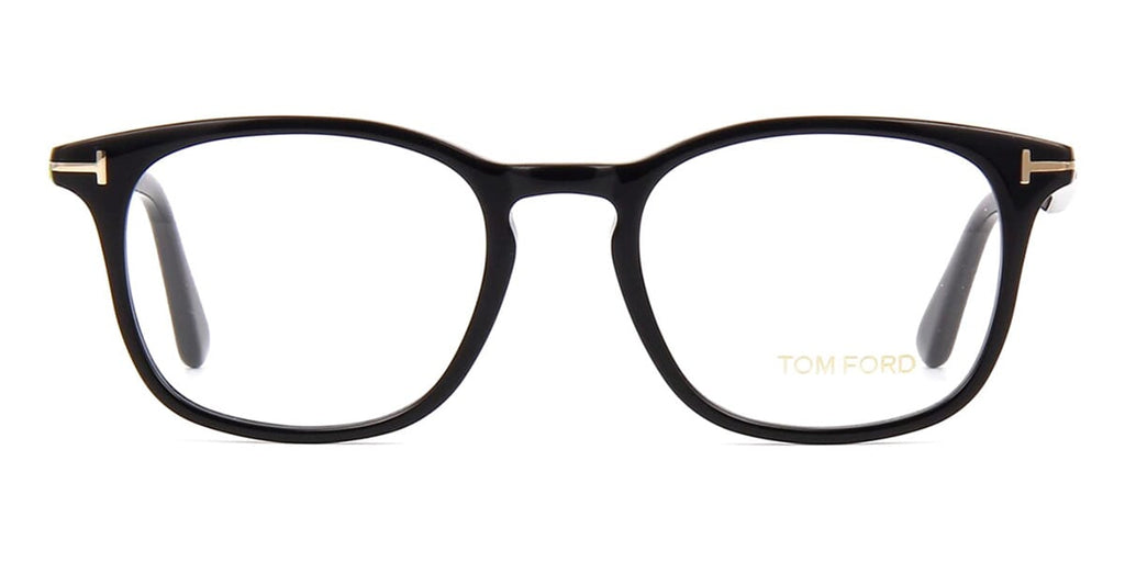 Front view of rectangular black spectacles frame by Tom Ford