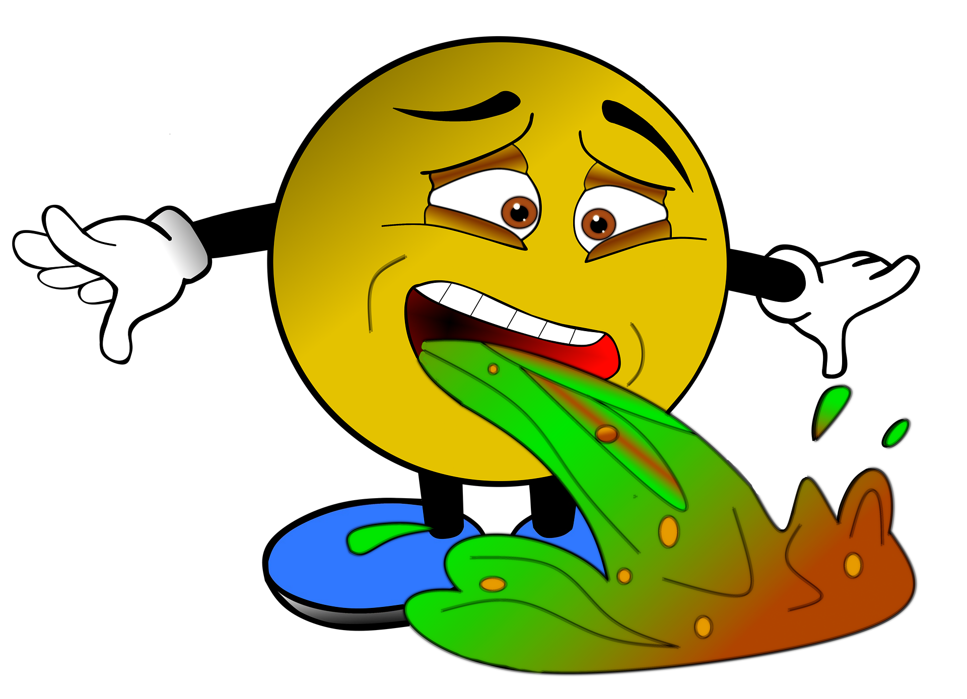 A emoji is puking due to nausea.