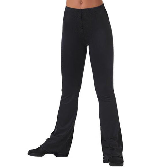 Bootcut matte spandex black jazz pants w/attached belt colors girls/ladies